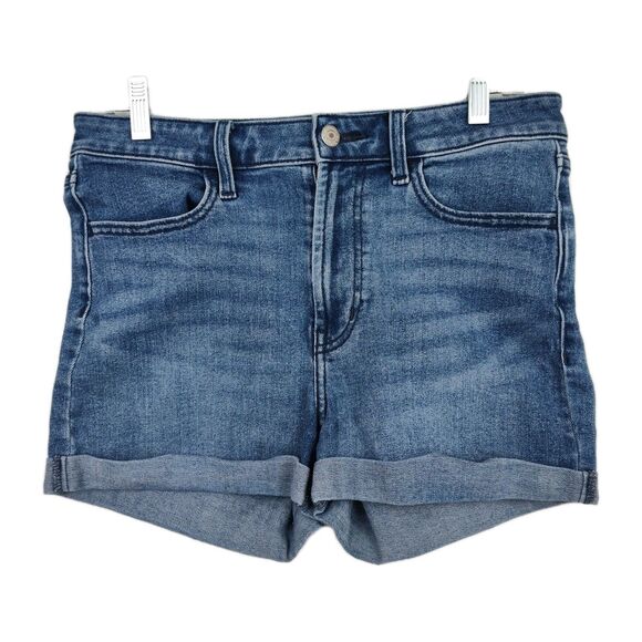 Old Navy High-Rise WOW shorts women's size 6 medium wash blue cuffed - Picture 1 of 6